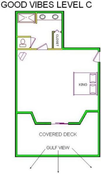 A level C layout view of Sand 'N Sea's beachfront house vacation rental in Galveston named Good Vibes